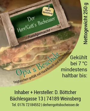 Verpackungsetikett von Opa’s Beschde, 250 g